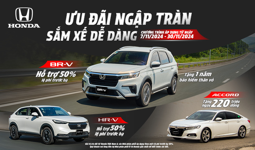 “Ưu đãi ngập tràn – Sắm xế dễ dàng” - Chương trình khuyến mại tháng 11 cho Honda BR-V, Honda HR-V & Honda Accord